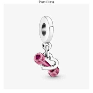 Pandora Dumbbell & Heart Dangle Charm